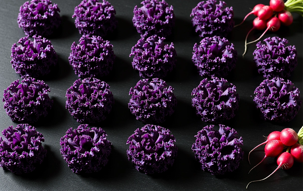 Frische Lebensmittel in geometrischer Anordnung